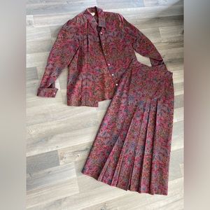 Ports 1961 Red and Purple Paisley set skirt suit blouse